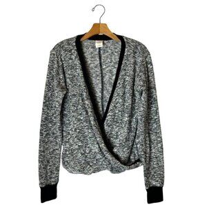 Abercrombie & Fitch Sweater Women Medium Black Knit Metallic Wrap Front Pullover